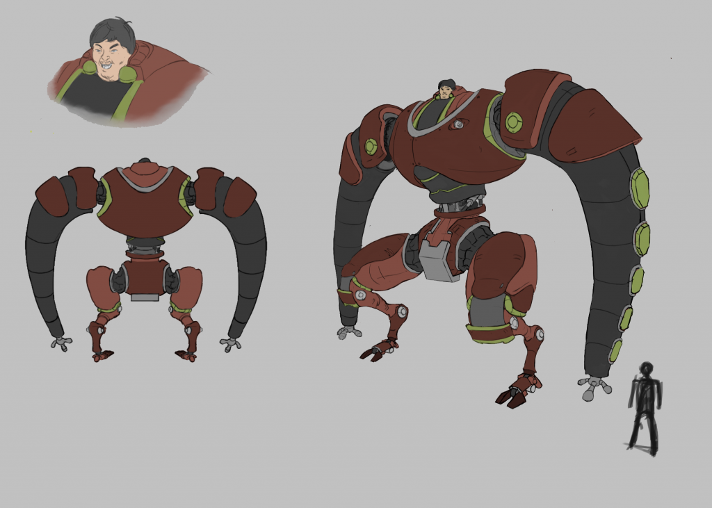 Concept du boss robot pour le projet NeoNoir