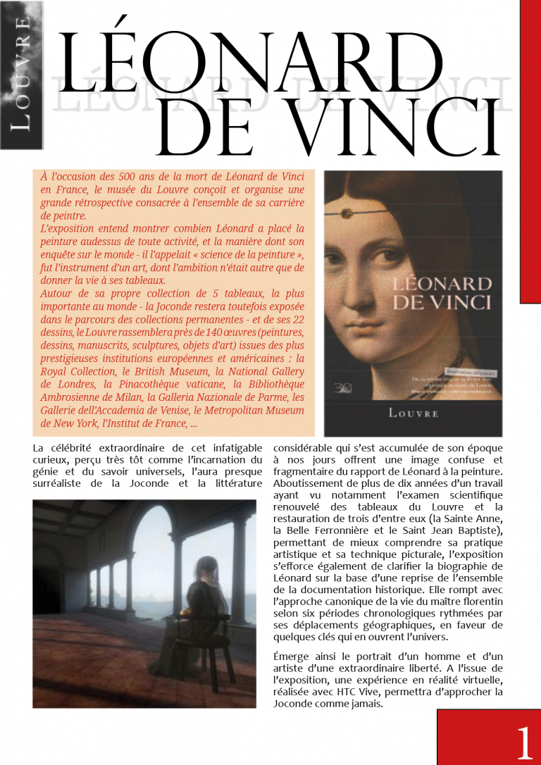 Mise en page visite du Louvre - Léonard de Vinci - Introduction