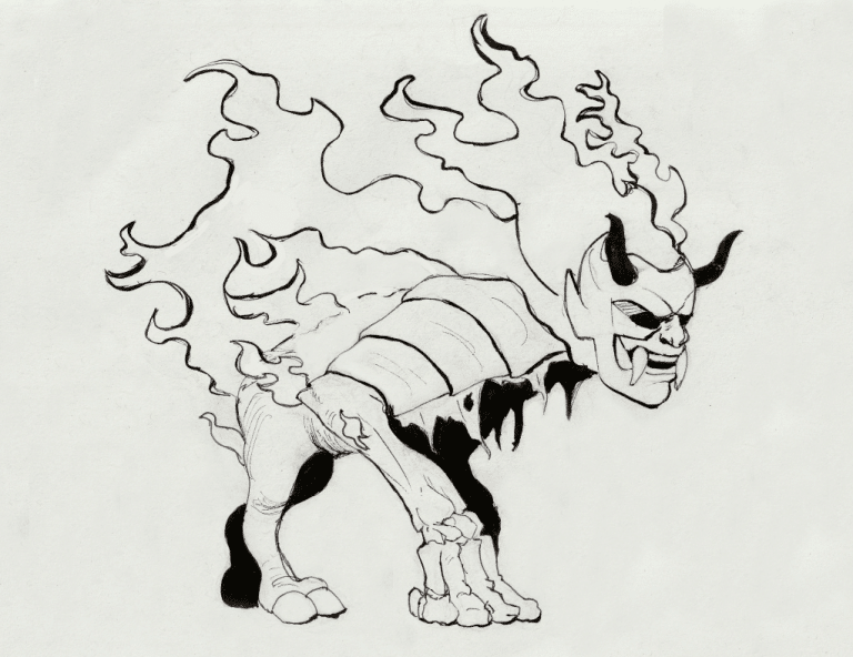 Dessin de l'Inktober avec "Rôti" pour thème