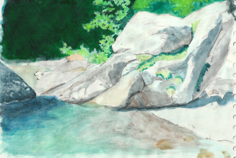 Aquarelle de randonnée à Gavarnie